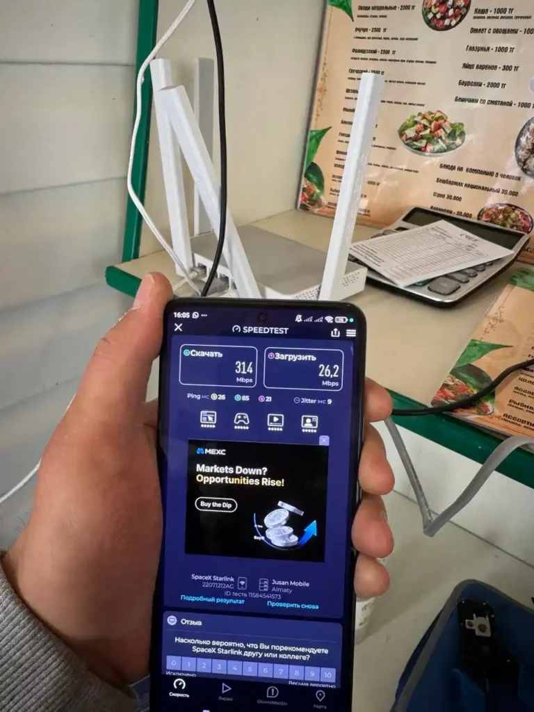 Установка Starlink и Wi-Fi в туристической зоне Ак-Булак возле Тургенских водопадов. Организация стабильного интернета для туристов, магазина и летней площадки.